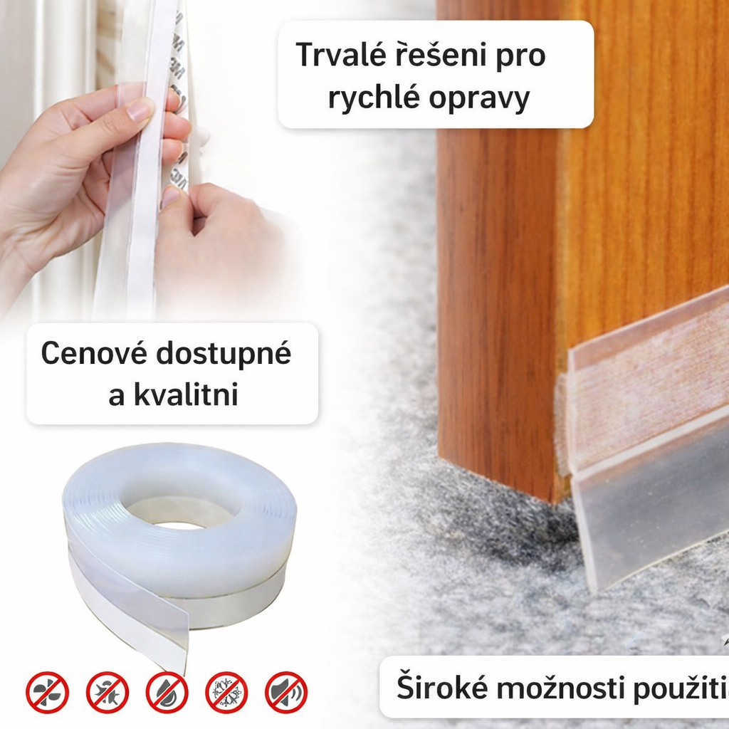 TapeShield™ – Transparentní těsnicí páska pro dveře a okna