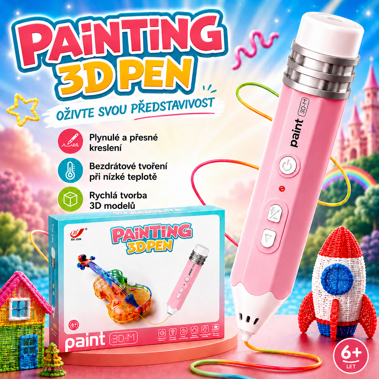 Magic 3D pen bezdrátové 3D pero pro kreativní tvoření
