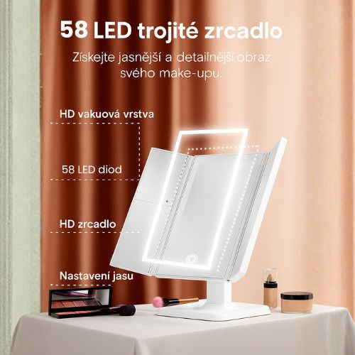 KosmetickéZrcadlo™ | Třídílné kosmetické zrcadlo s tříbarevným LED osvětlením