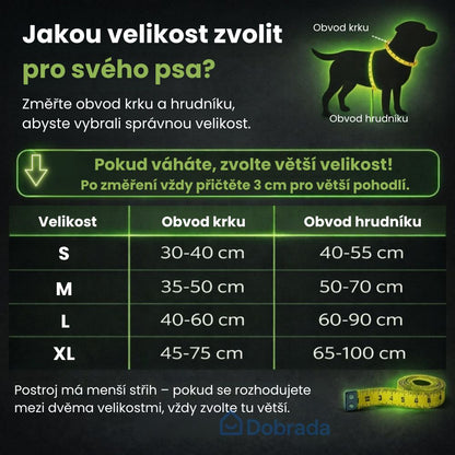 Dobrada SvítícíOchrana™ – Svítící bezpečnostní postroj pro psy