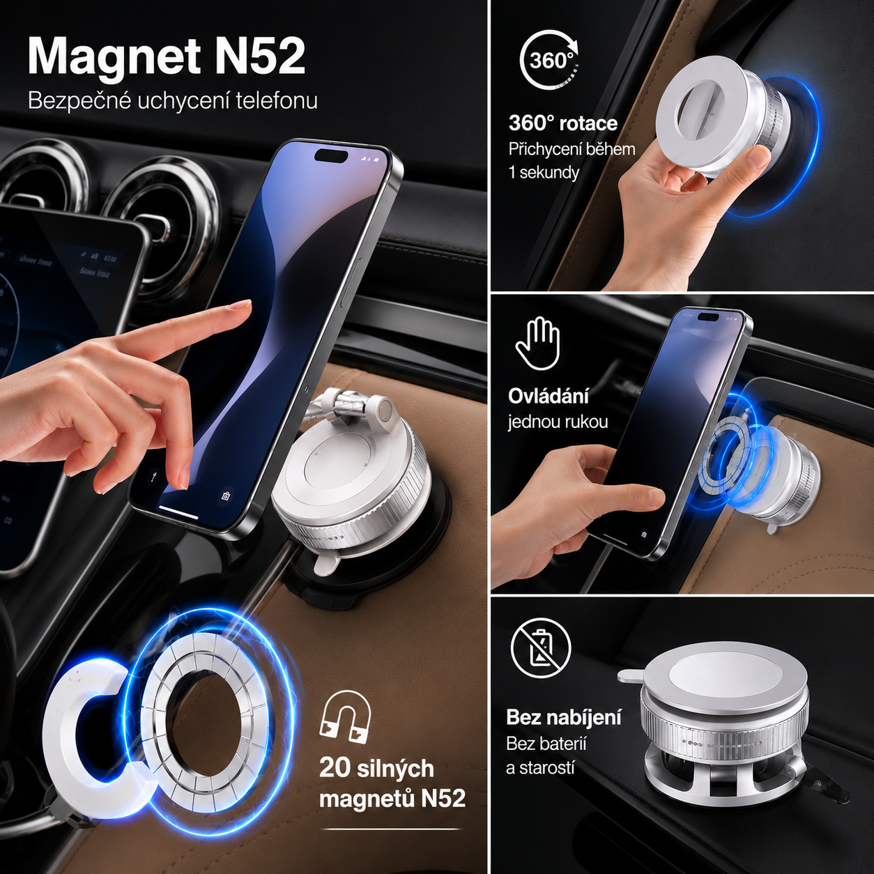 Magnetický držák na telefon MagFix s otočením o 360°
