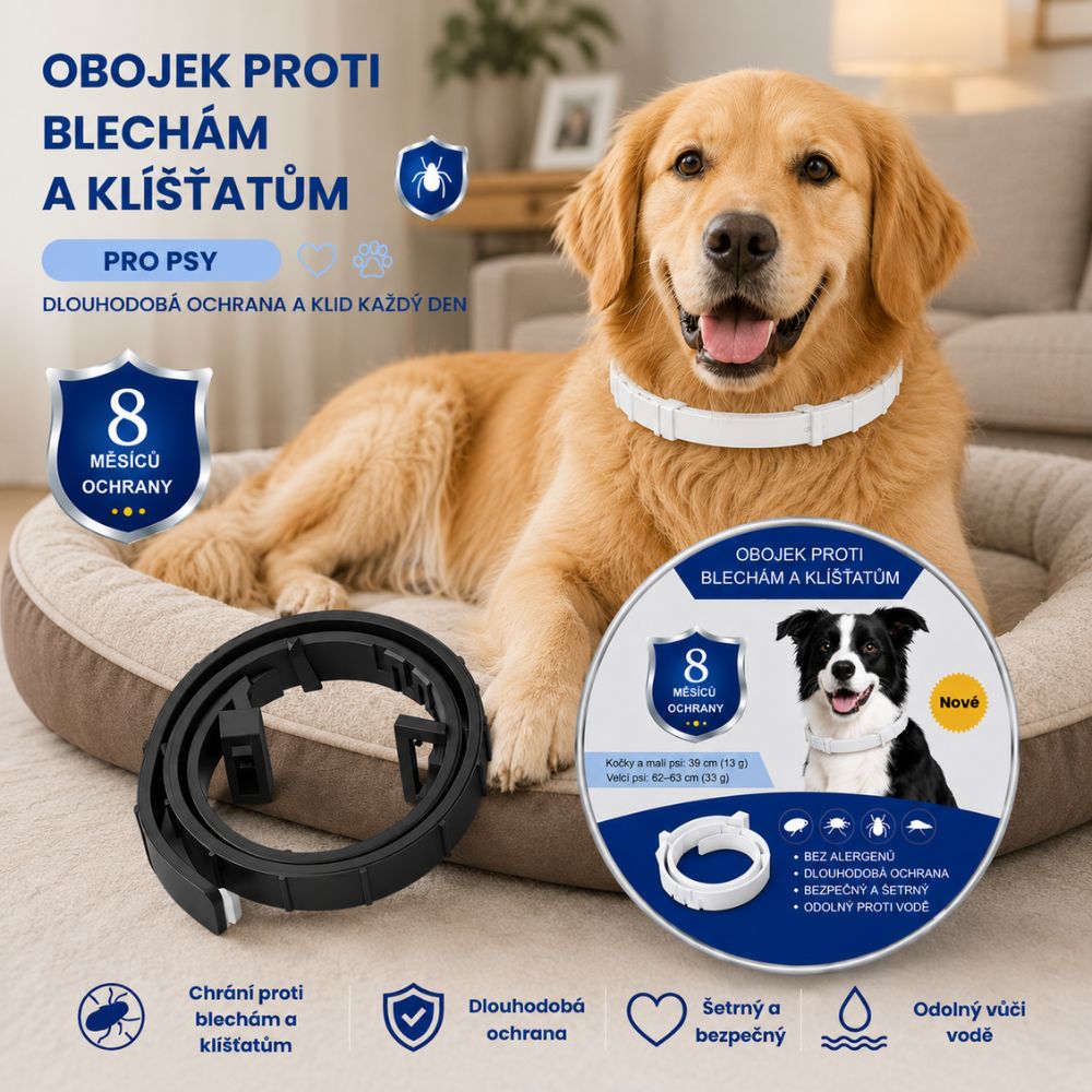 PetProtect™ - Přírodní obojek proti blechám, klíšťatům a komárům (ochrana až 8 měsíců)