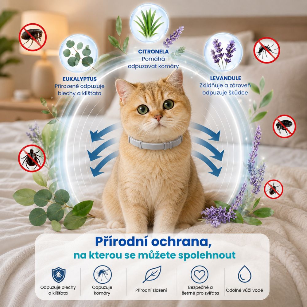 PetProtect™ - Přírodní obojek proti blechám, klíšťatům a komárům (ochrana až 8 měsíců)