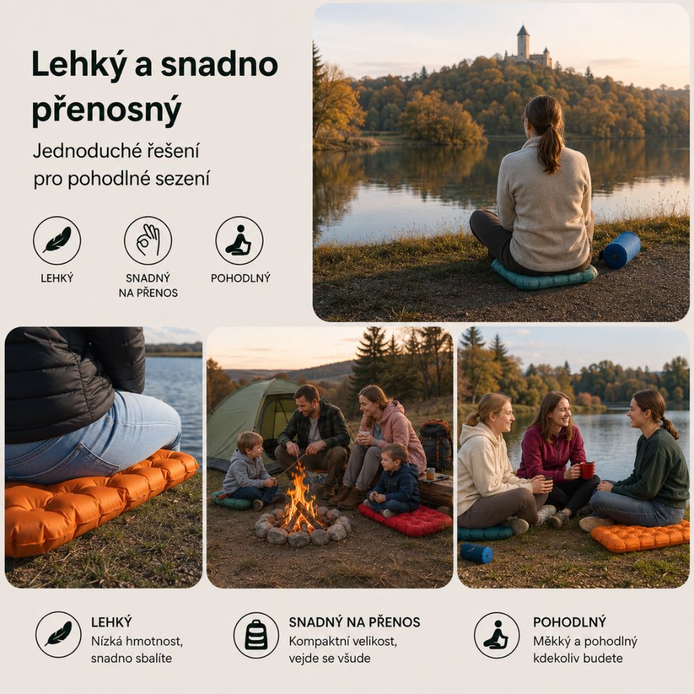 Pohodlný sedací polštář na cesty AirCushion™ Lite