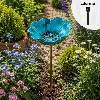🐦Dekorativní kovová květina pro ptáčky s pítkem a miskou na krmení🌸