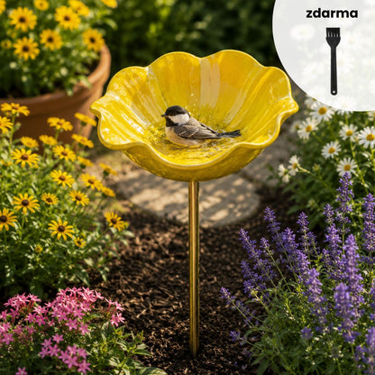 🐦Dekorativní kovová květina pro ptáčky s pítkem a miskou na krmení🌸
