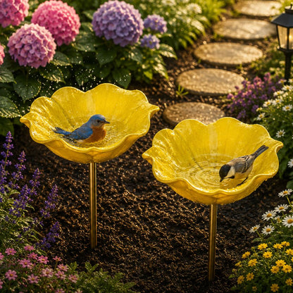 🐦Dekorativní kovová květina pro ptáčky s pítkem a miskou na krmení🌸