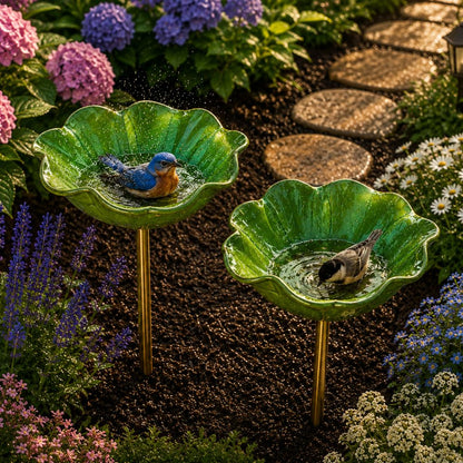 🐦Dekorativní kovová květina pro ptáčky s pítkem a miskou na krmení🌸