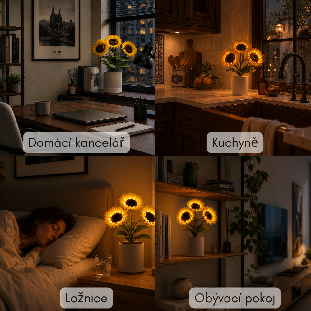 Dekorativní LED lampa se slunečnicemi