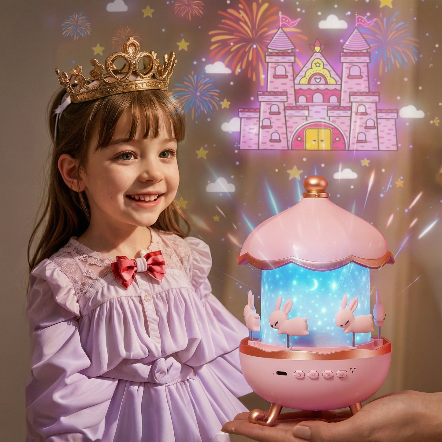 Králíček Karuzela – 2v1 dětský projektor s hrací melodií