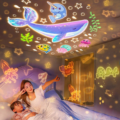 Projektorové noční světlo pro děti – 15 filmových sad 🔋 Nabíjení přes USB-C