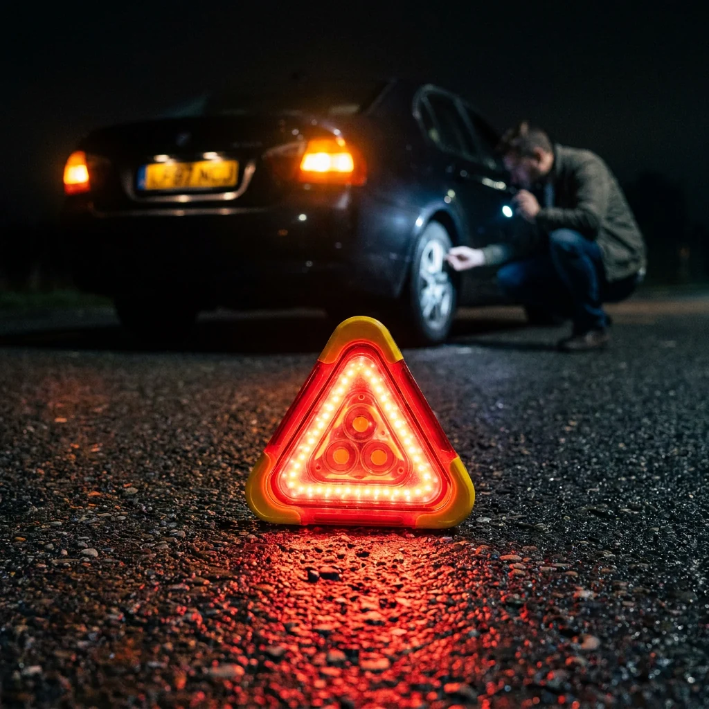 Solární LED výstražný trojúhelník 3 v 1